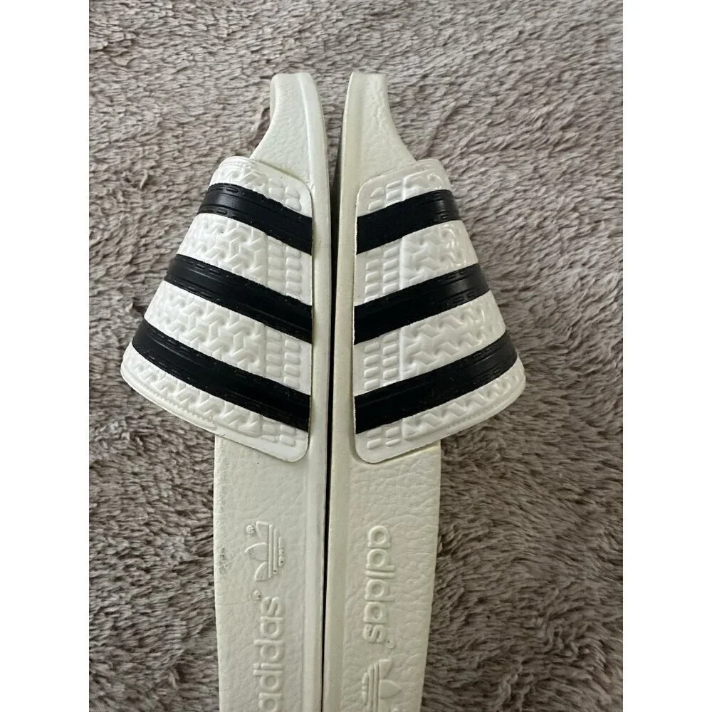 Adidas Adilette Mens Sport Sandals Slides Flip Flops Size 4 White Black 280648